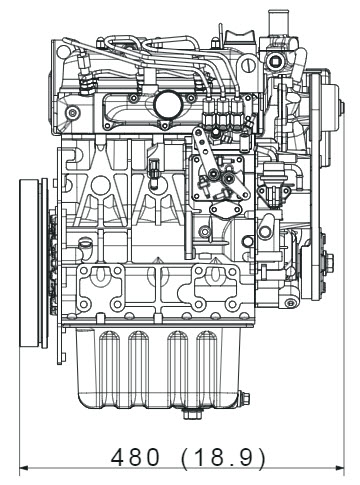 Kubota D1105 engine Dimensions