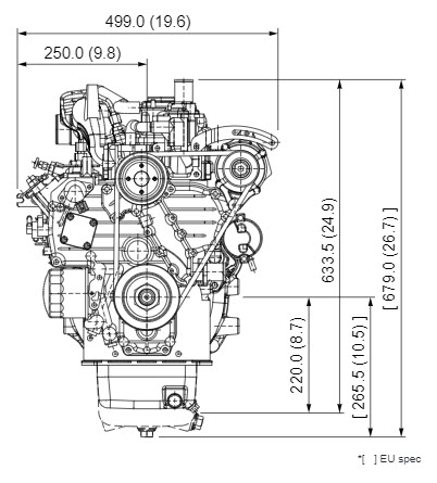 kubota V2203 engine Dimensions