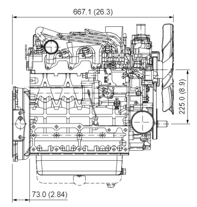 kubota V2203 engine Dimensions